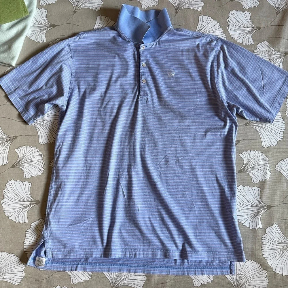 Peter Millar Striped Cotton Polo Shirt XL Blue - Picture 2 of 9
